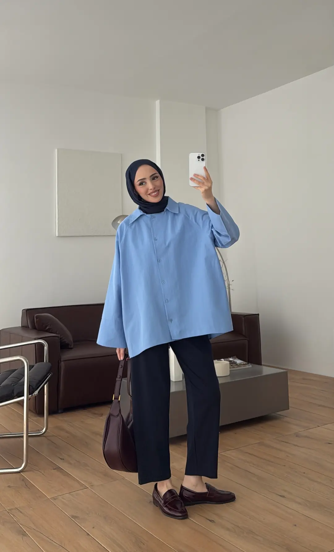 Kalın Manşet Oversize Gömlek Mavi
