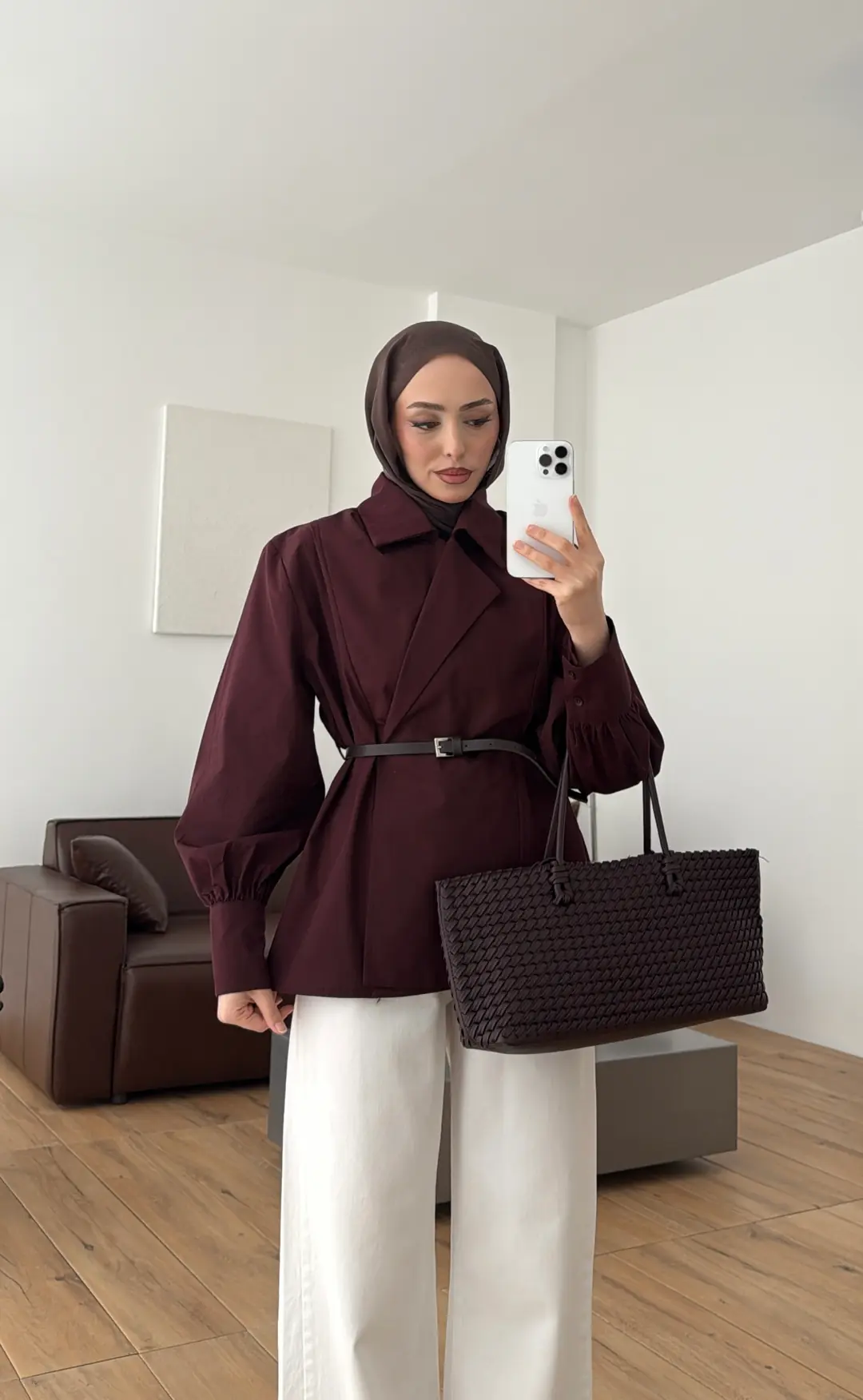 Vatkalı Kemerli Gömlek/Trenc Mürdüm