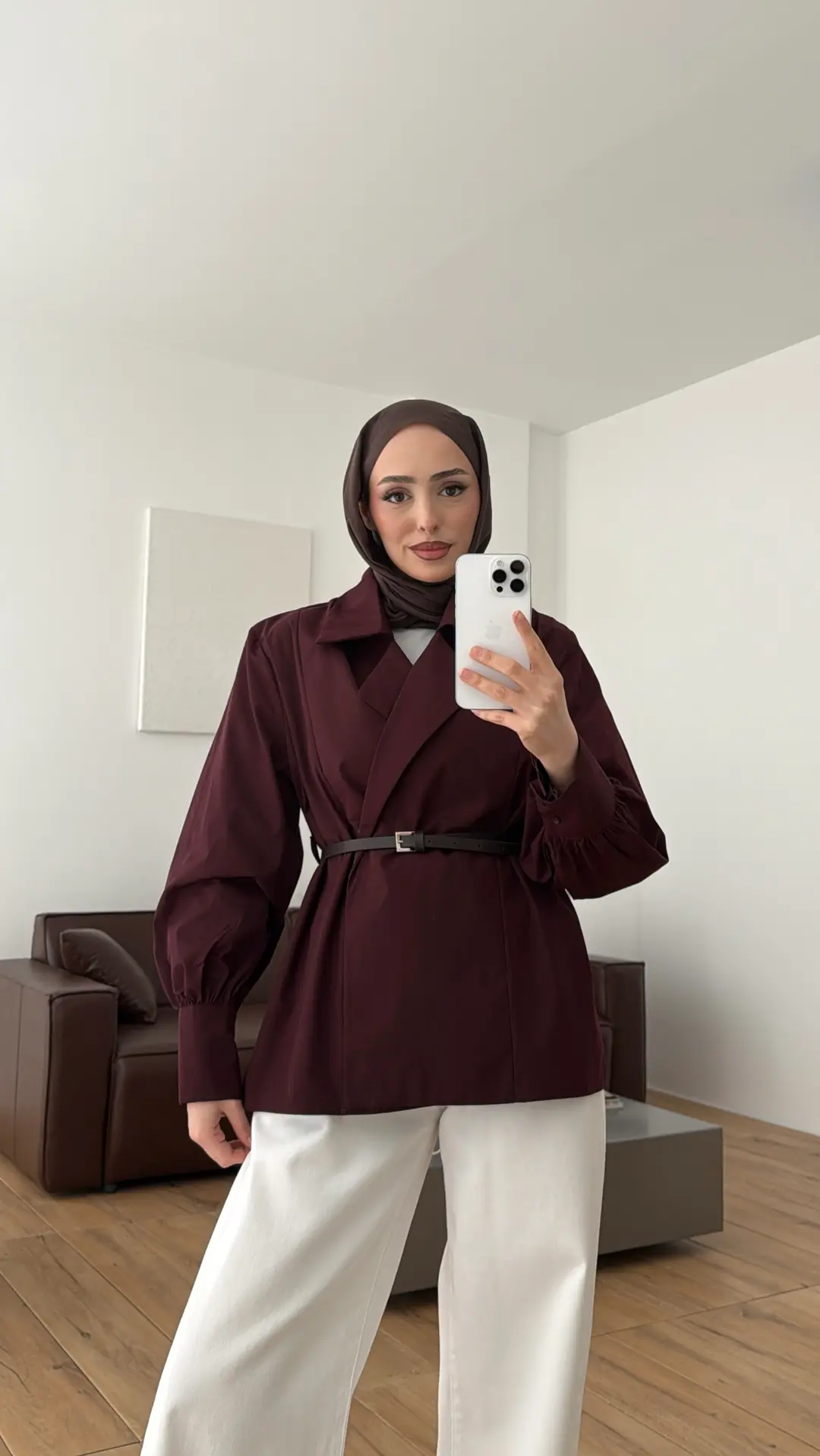 Vatkalı Kemerli Gömlek/Trenc Mürdüm