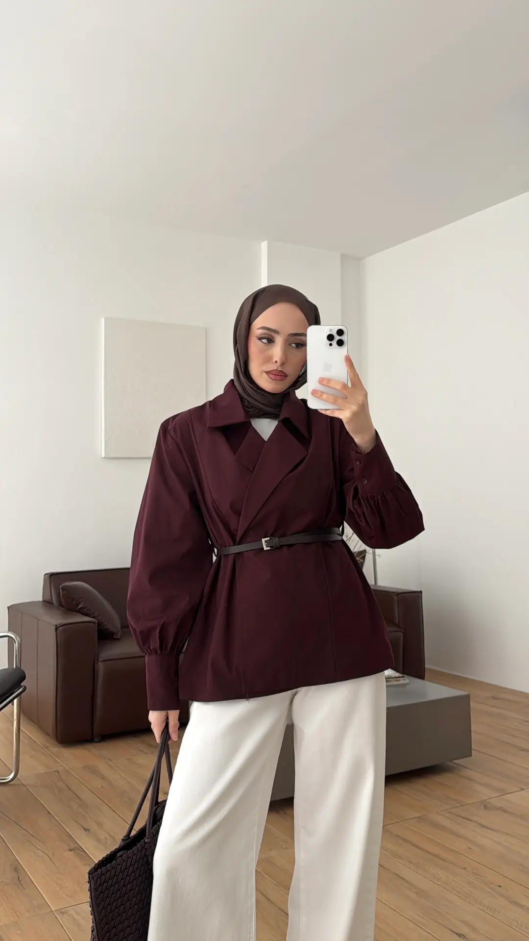 Vatkalı Kemerli Gömlek/Trenc Mürdüm