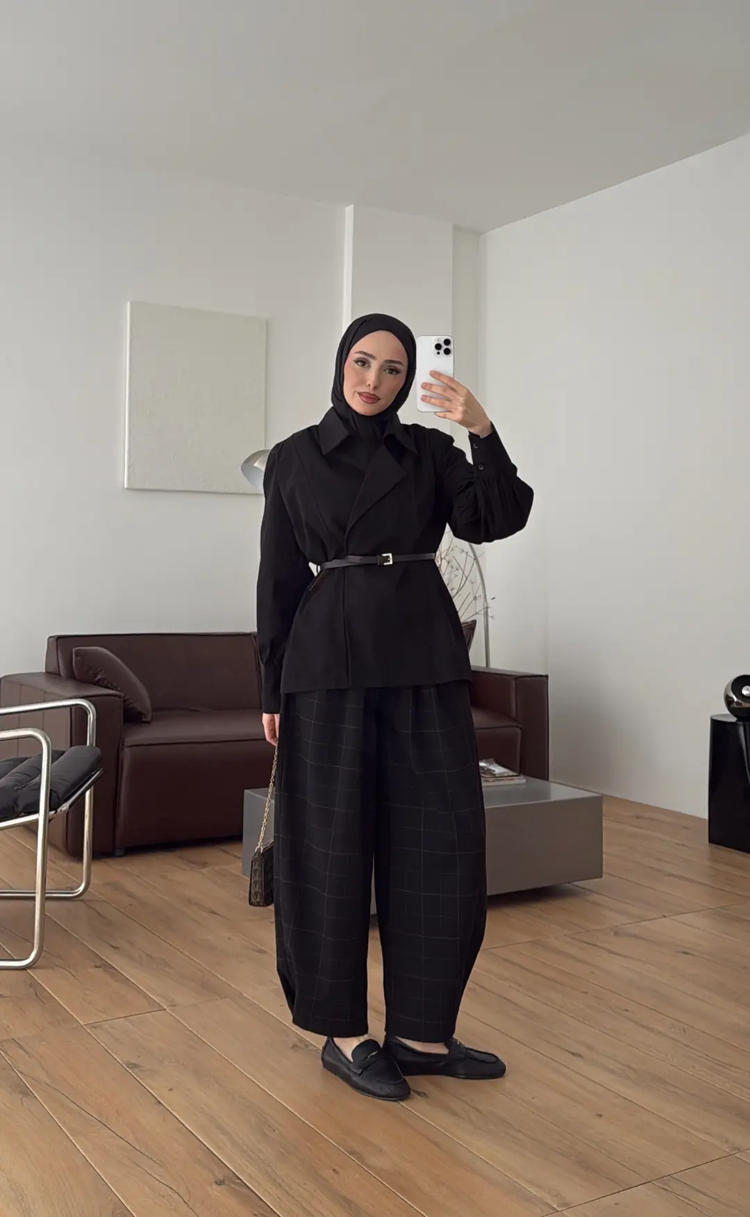 Vatkalı Kemerli Gömlek/Trenc Siyah