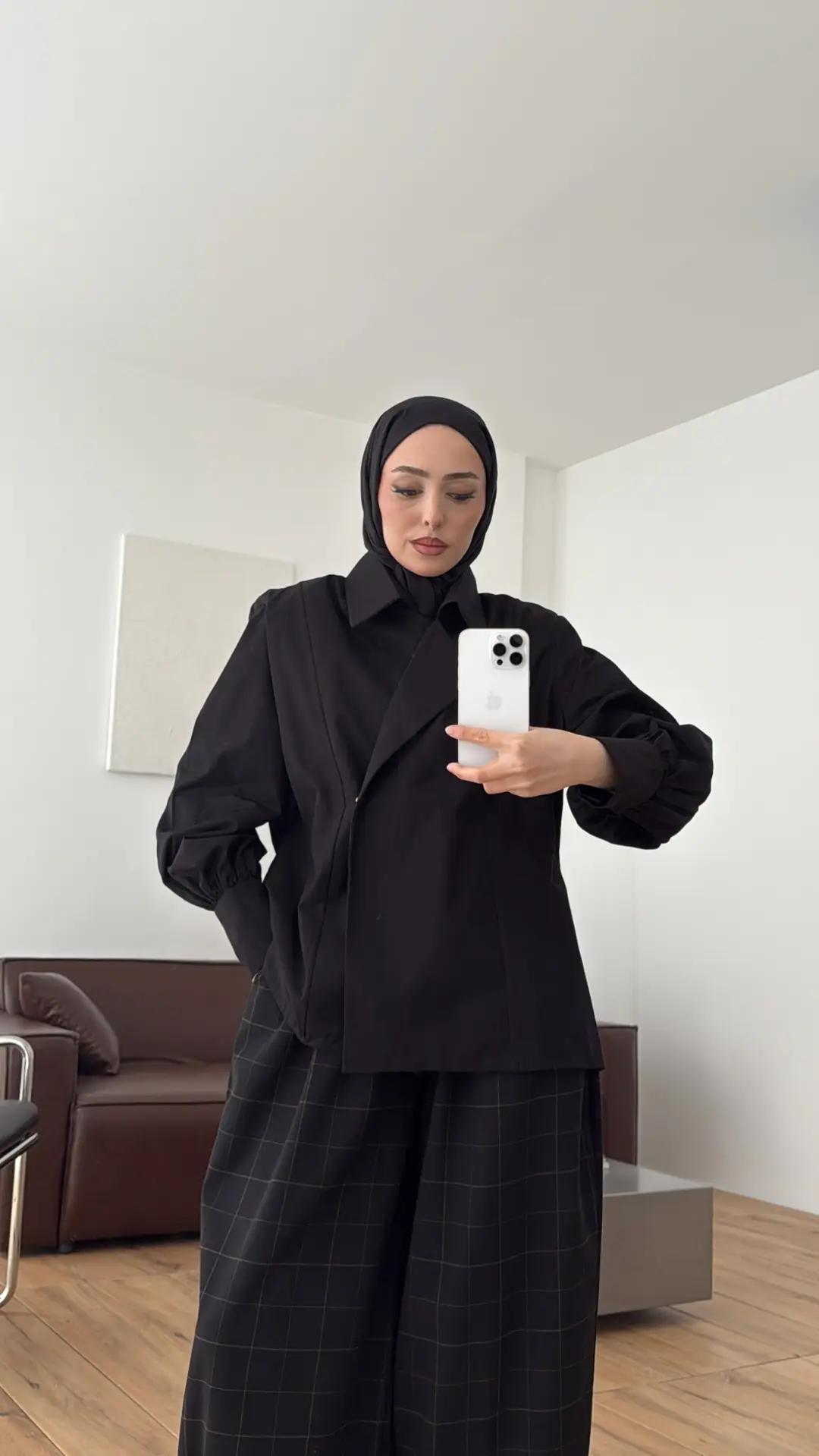 Vatkalı Kemerli Gömlek/Trenc Siyah
