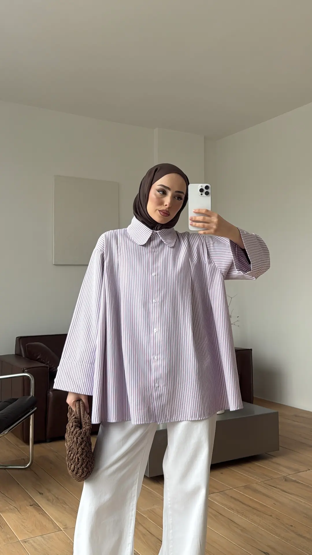 Volanlı Çizgili Gömlek Pembe