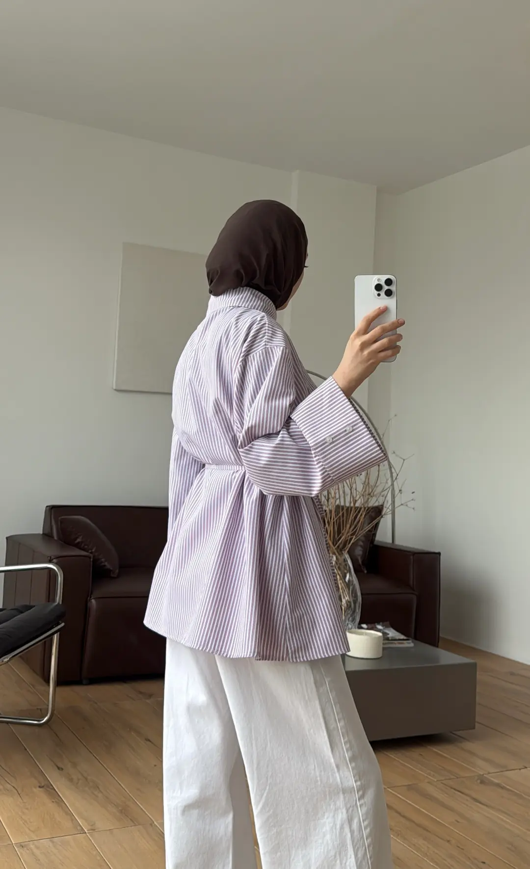Volanlı Çizgili Gömlek Pembe