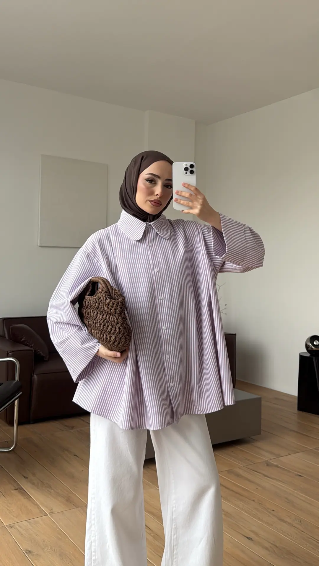 Volanlı Çizgili Gömlek Pembe