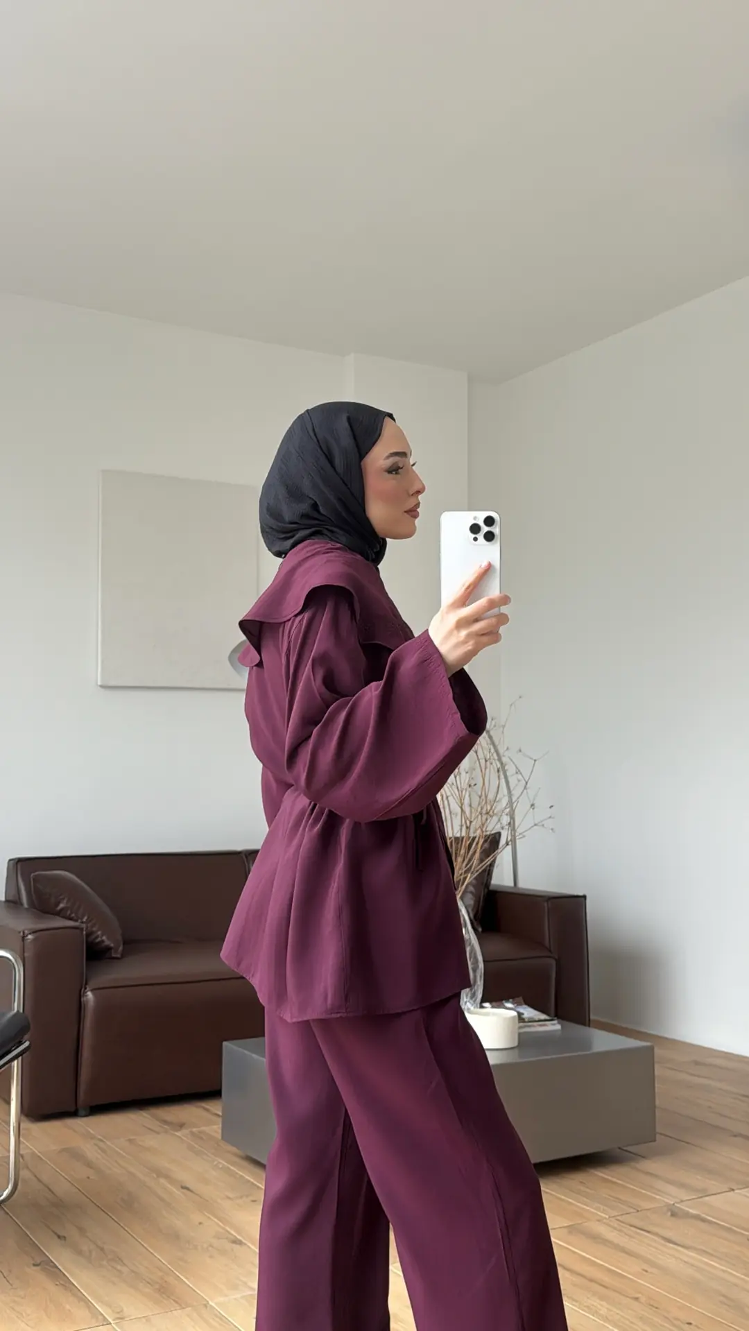 Nakışlı Mendil Yaka Takım Bordo