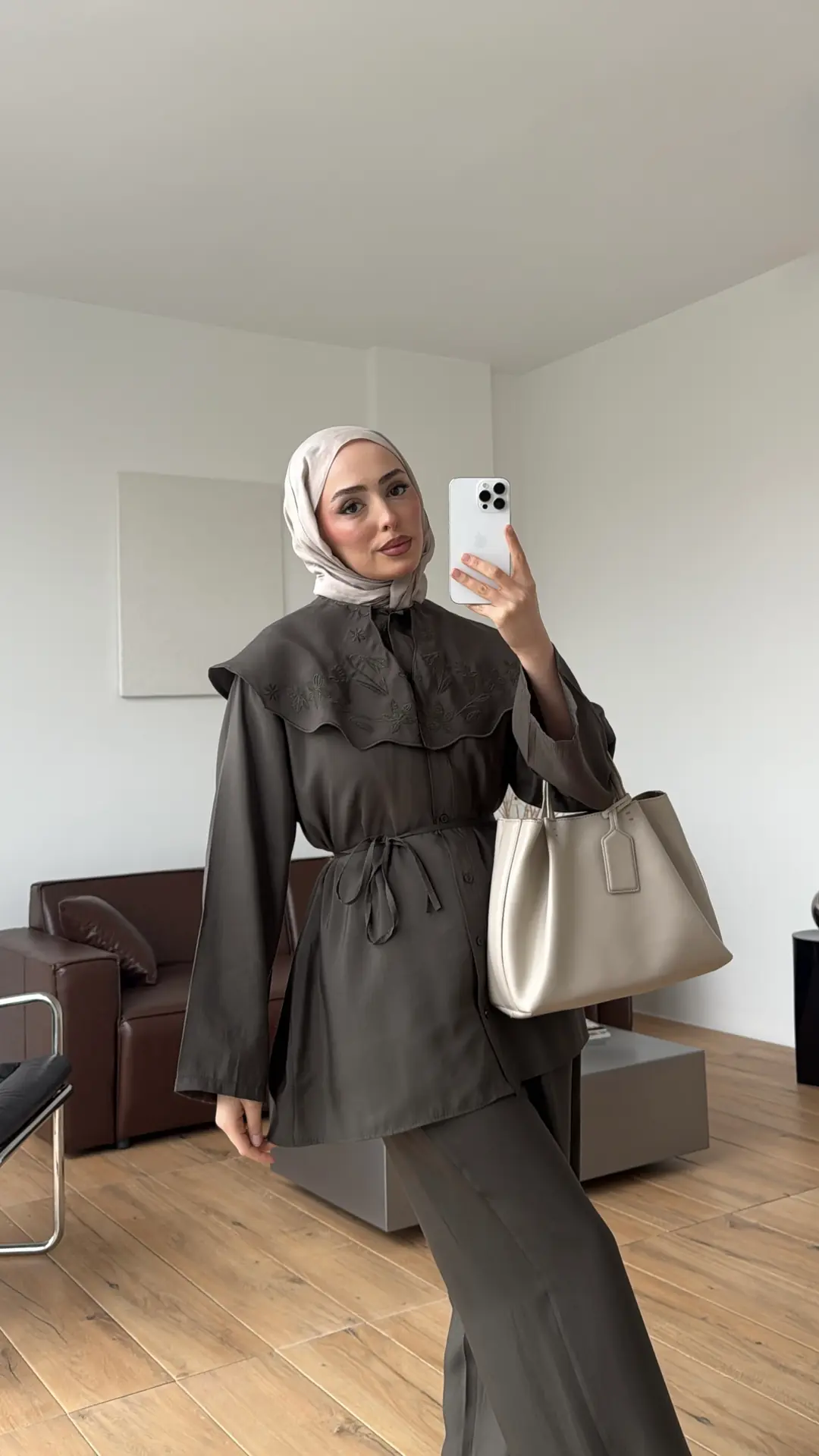 Nakışlı Mendil Yaka Takım Haki