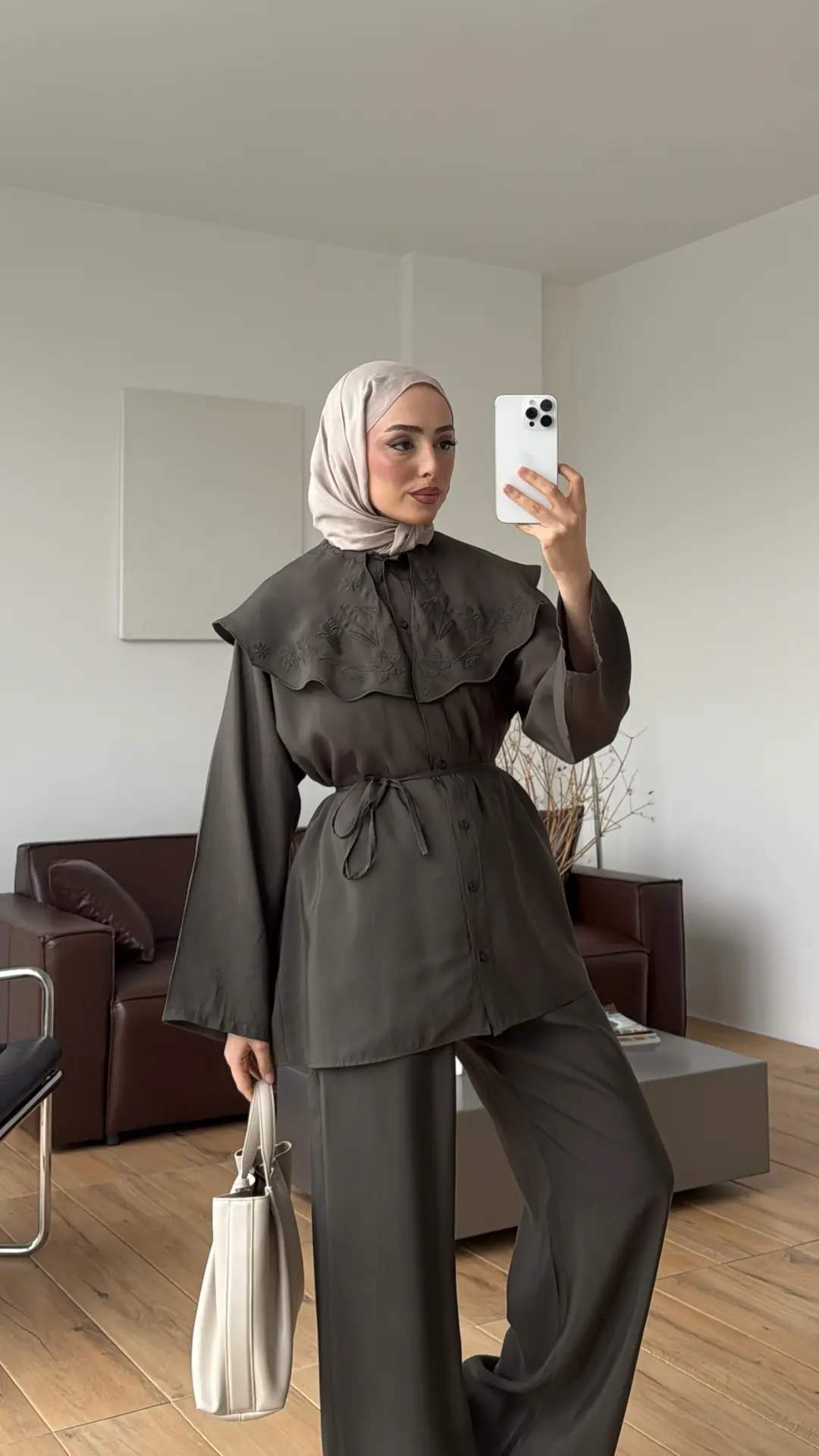 Nakışlı Mendil Yaka Takım Haki