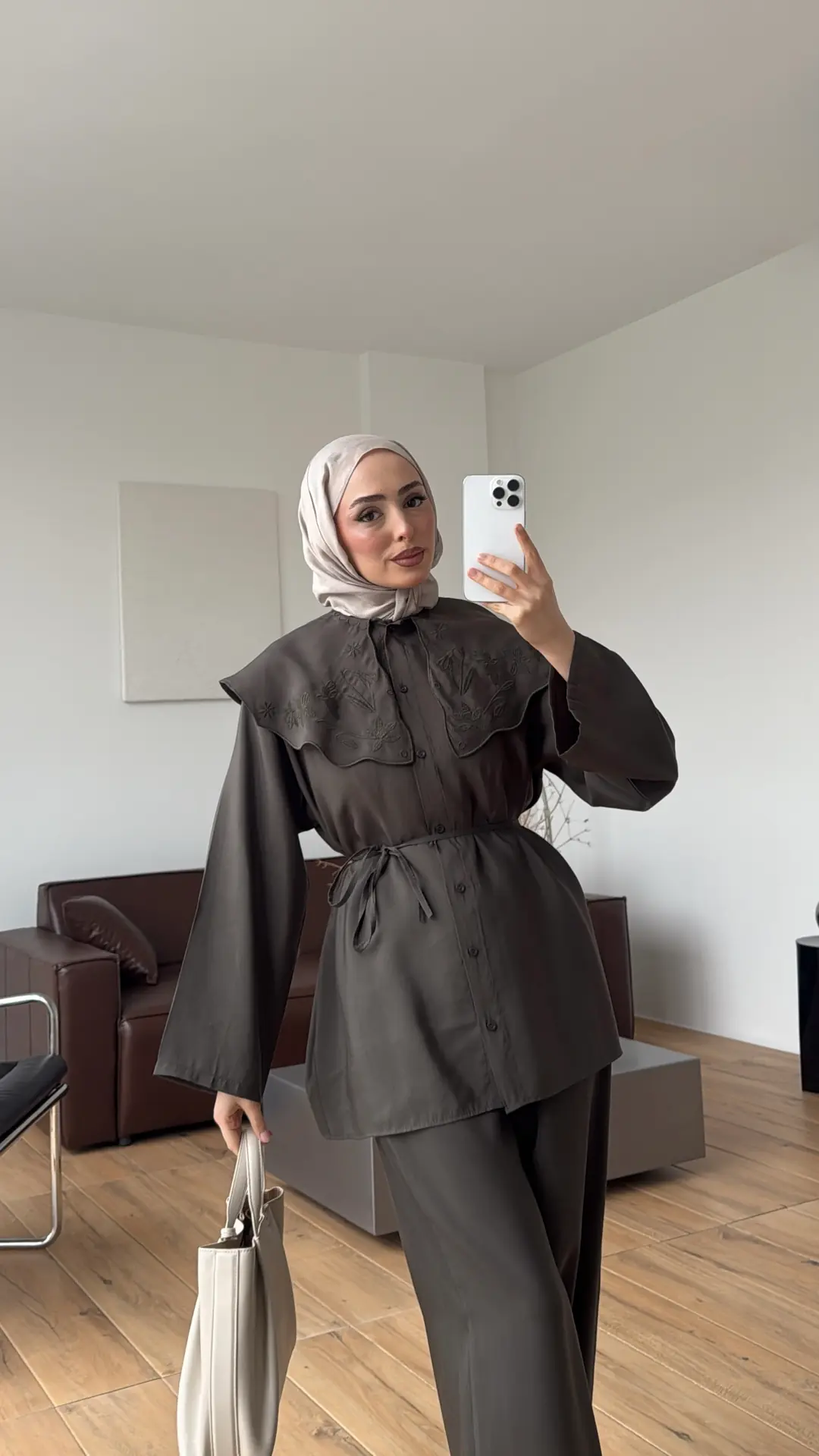 Nakışlı Mendil Yaka Takım Haki