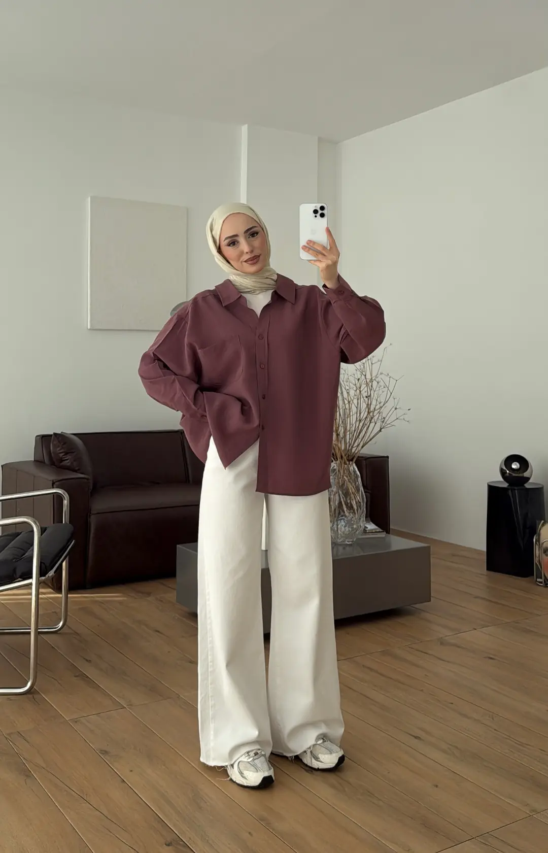 Düşük Omuzlu Gömlek Gül Kurusu