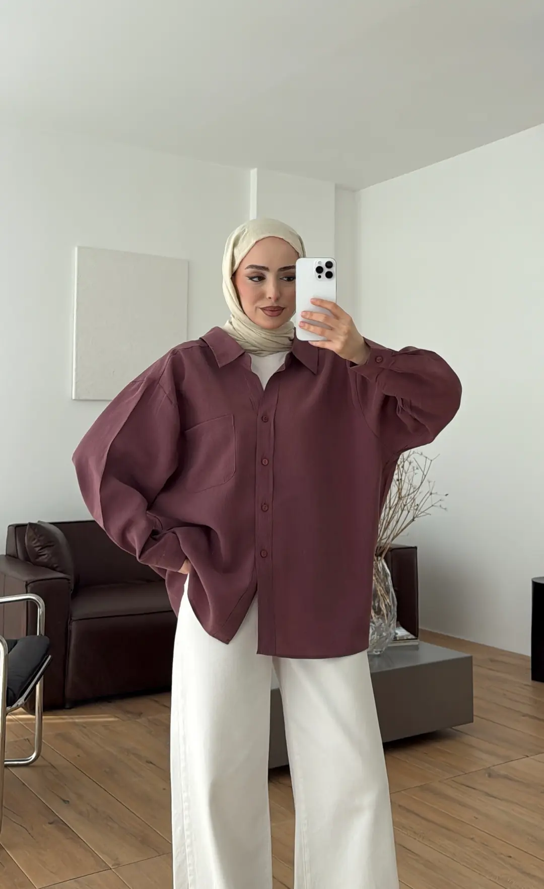 Düşük Omuzlu Gömlek Gül Kurusu