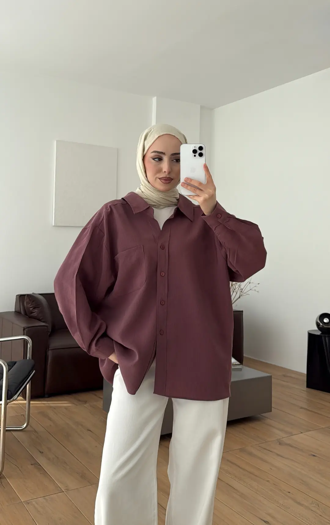 Düşük Omuzlu Gömlek Gül Kurusu