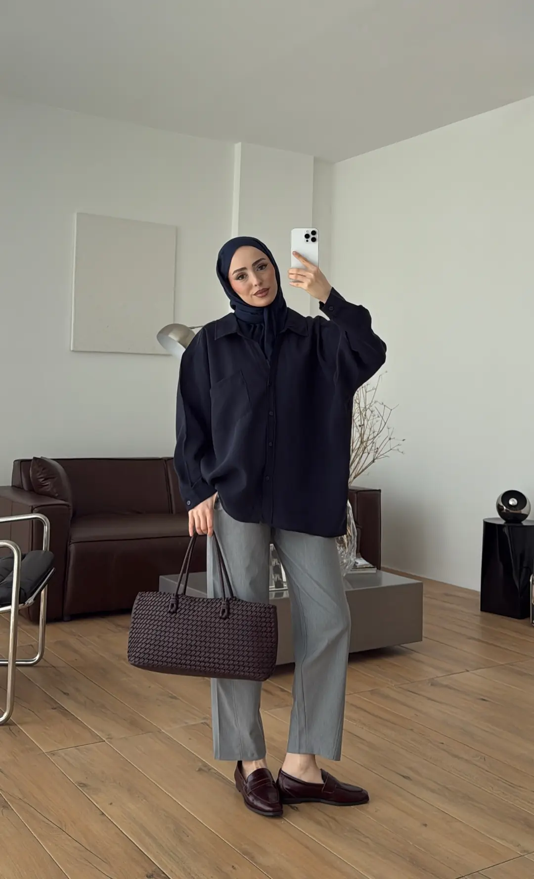 Düşük Omuzlu Gömlek Lacivert