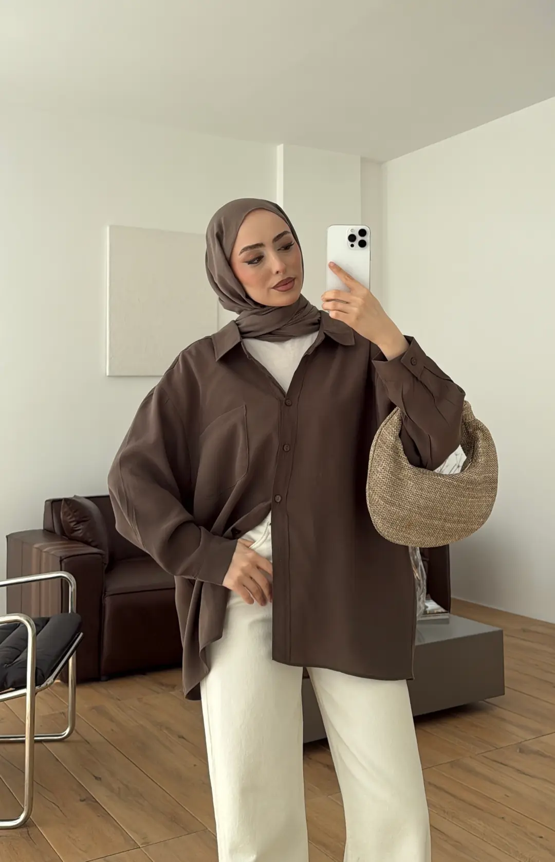 Düşük Omuzlu Gömlek Haki