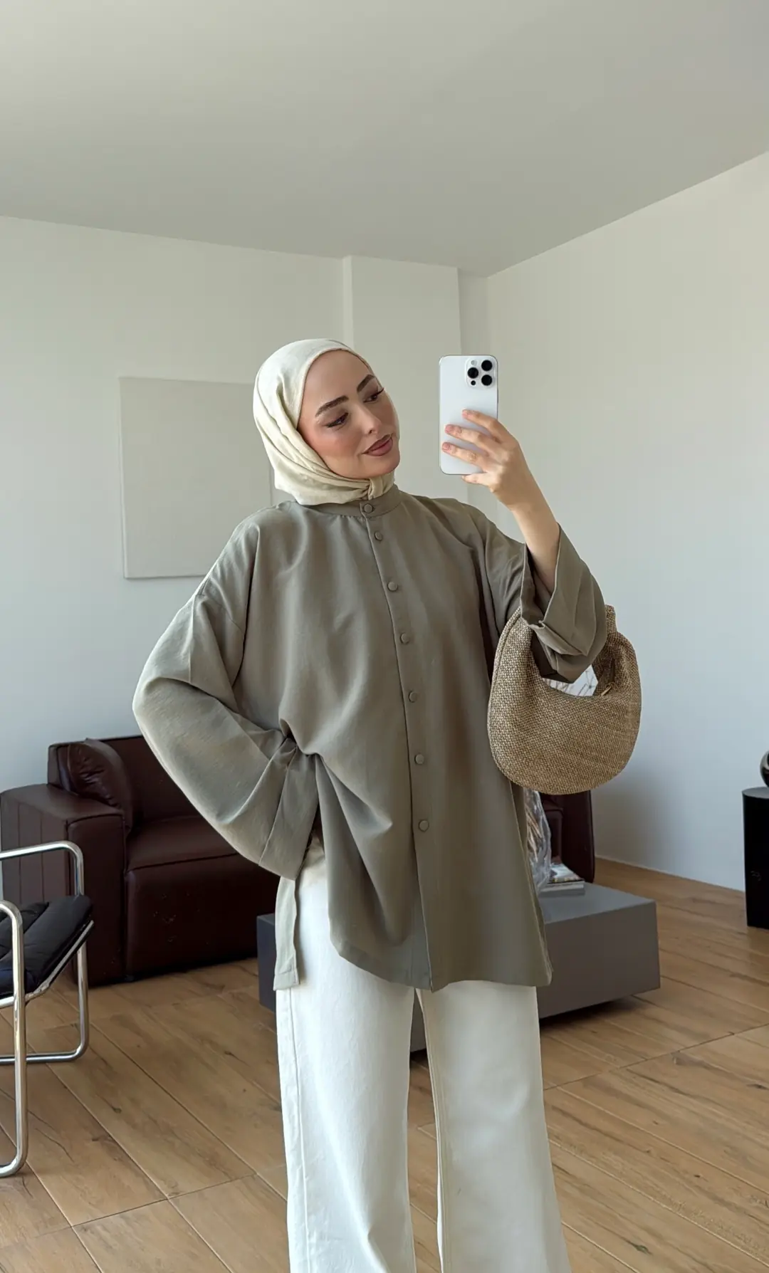 Duble Kol Yırtmaçlı Gömlek Çağla
