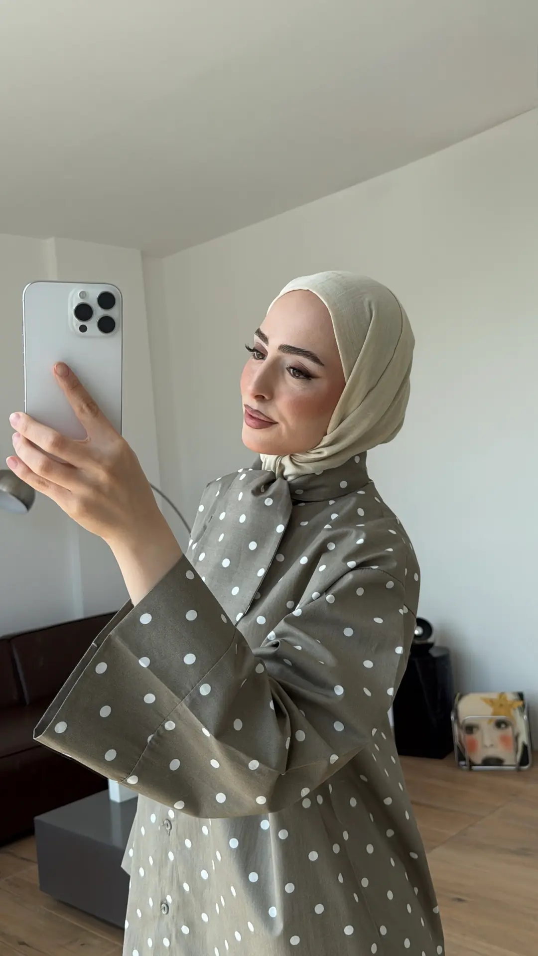 Puantiyeli Bagcıklı Gömlek Çağla