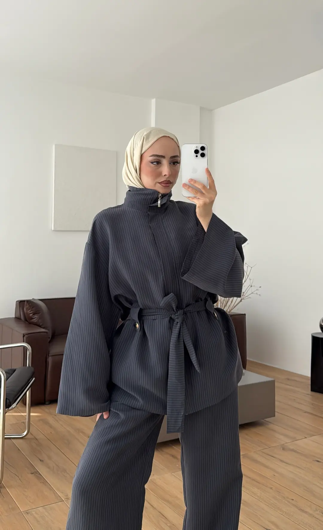 Fermuarlı Dik Yaka Takım Lacivert
