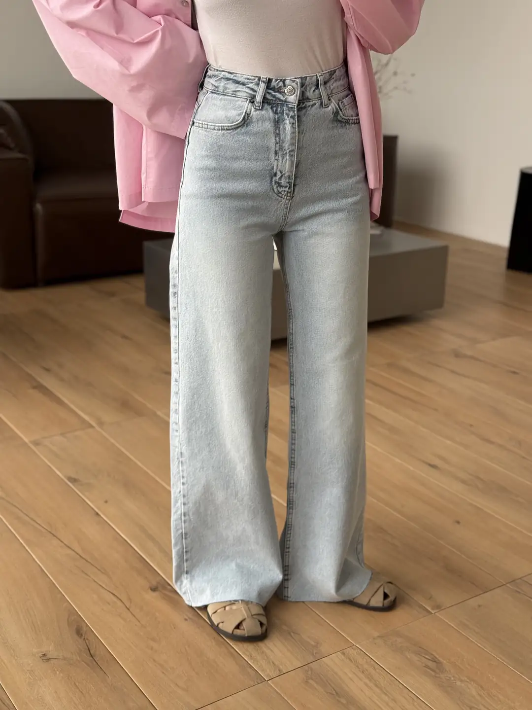 Acık Mavi Wide Leg Jean