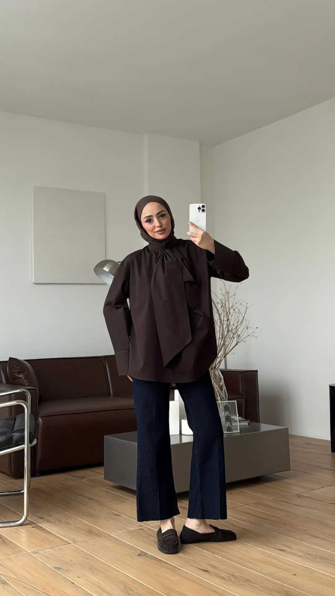 Bağçıklı Gömlek Kahve