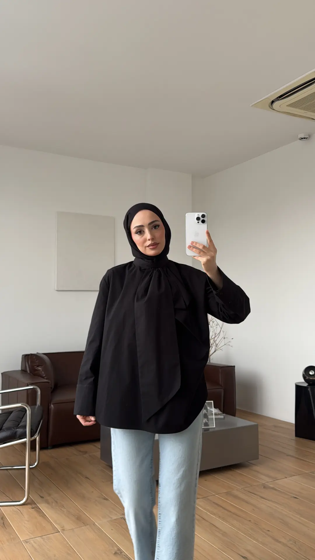 Bağcıklı Gömlek Siyah