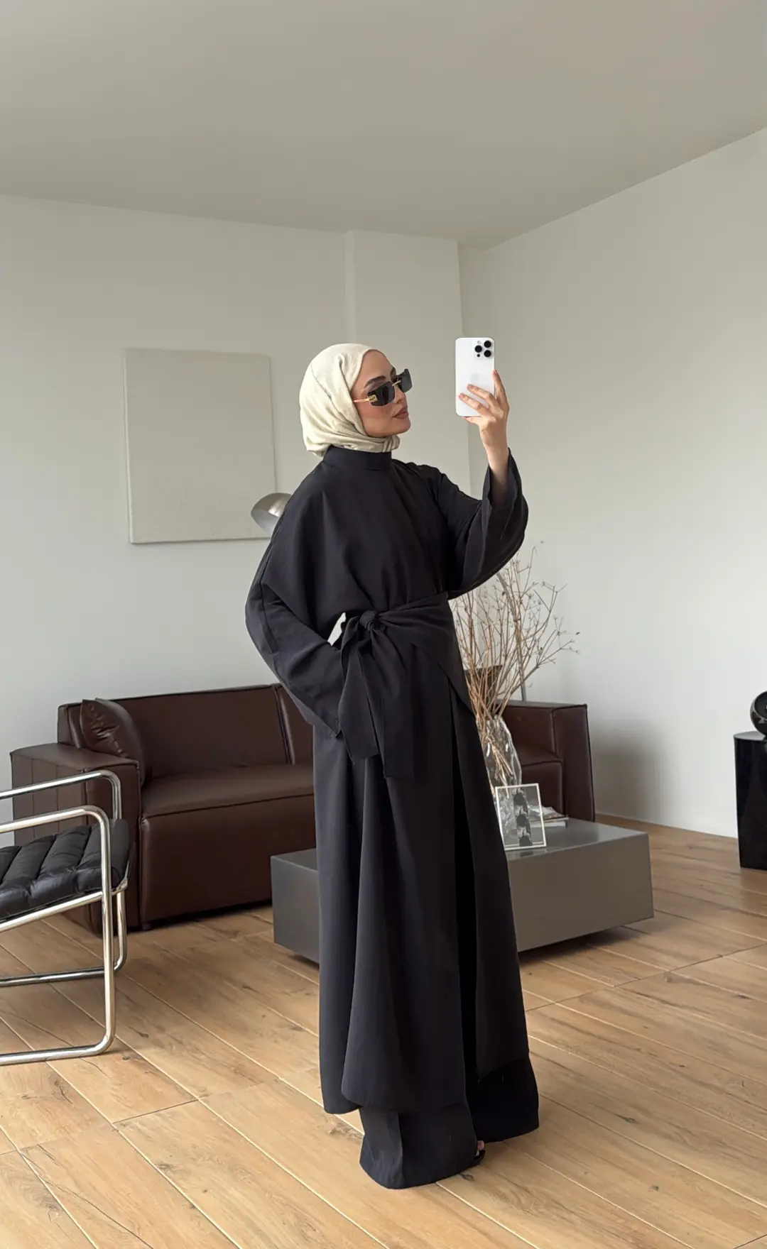 Sofia Şallı Yırtmaç Detay Takım Siyah