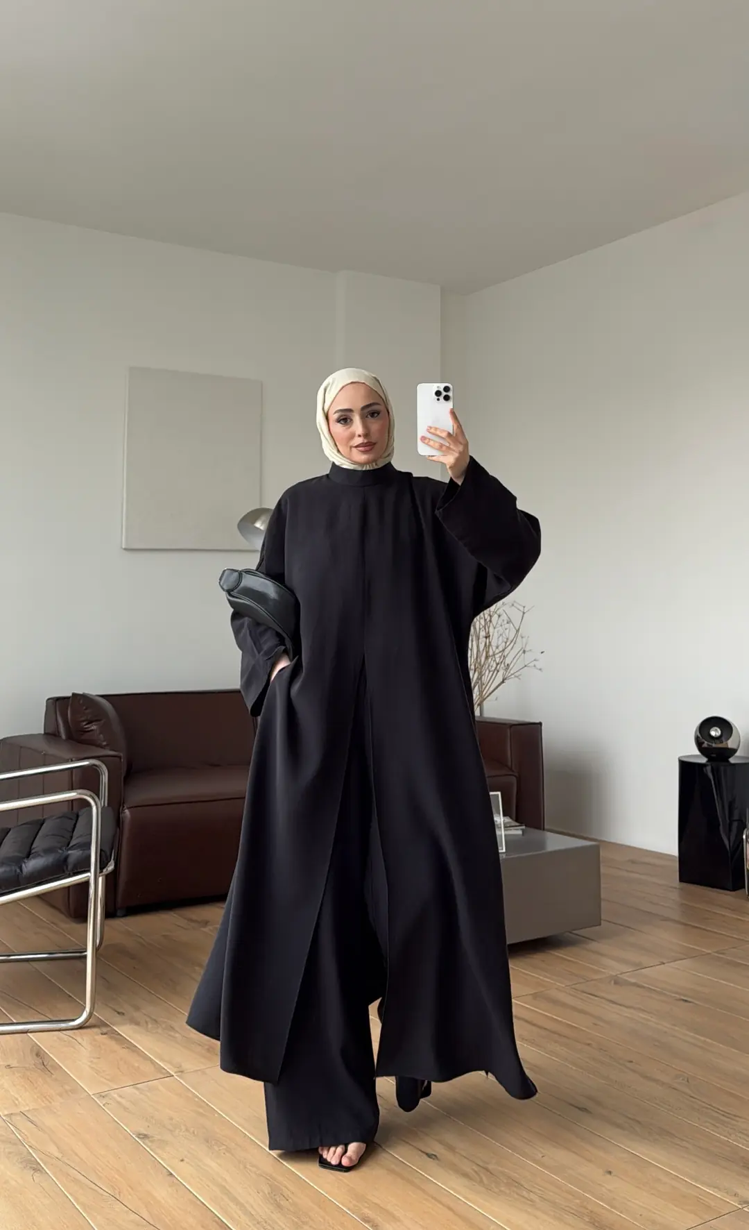 Sofia Şallı Yırtmaç Detay Takım Siyah