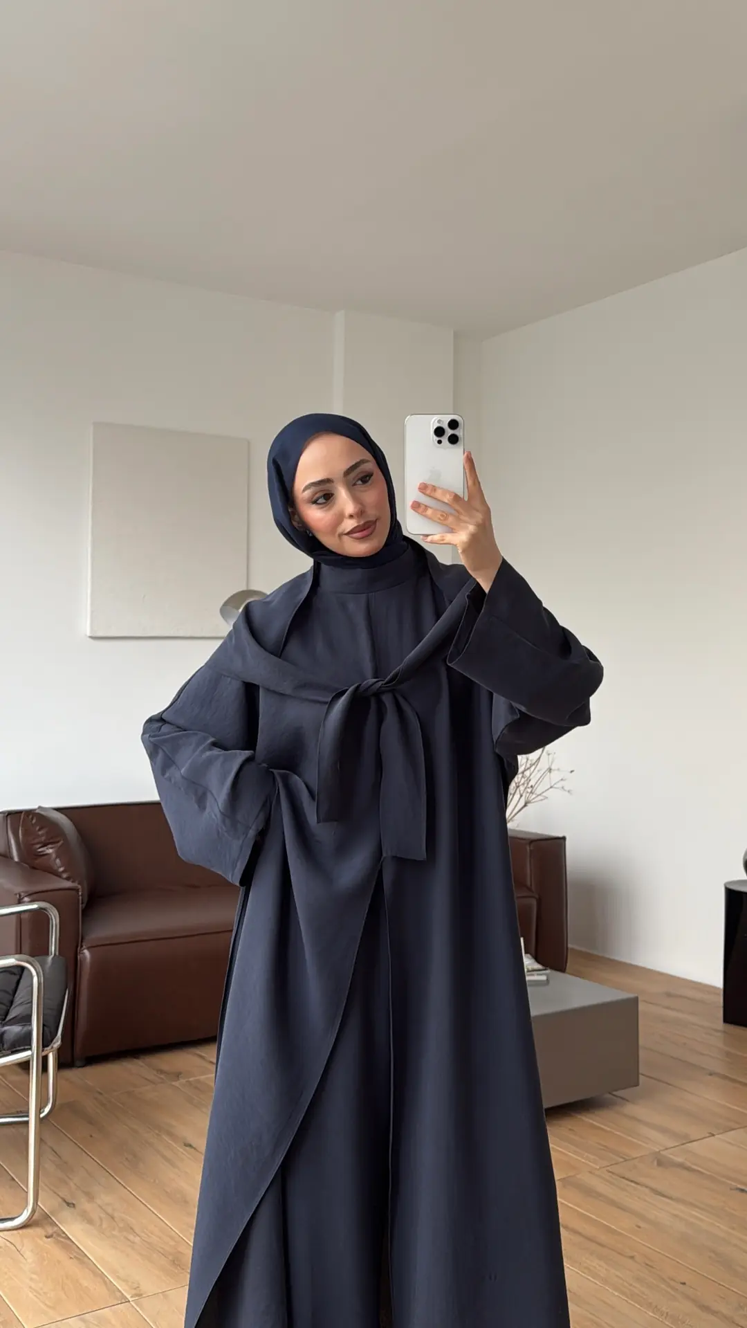 Sofia Şallı Yırtmaç Detay Takım Lacivert