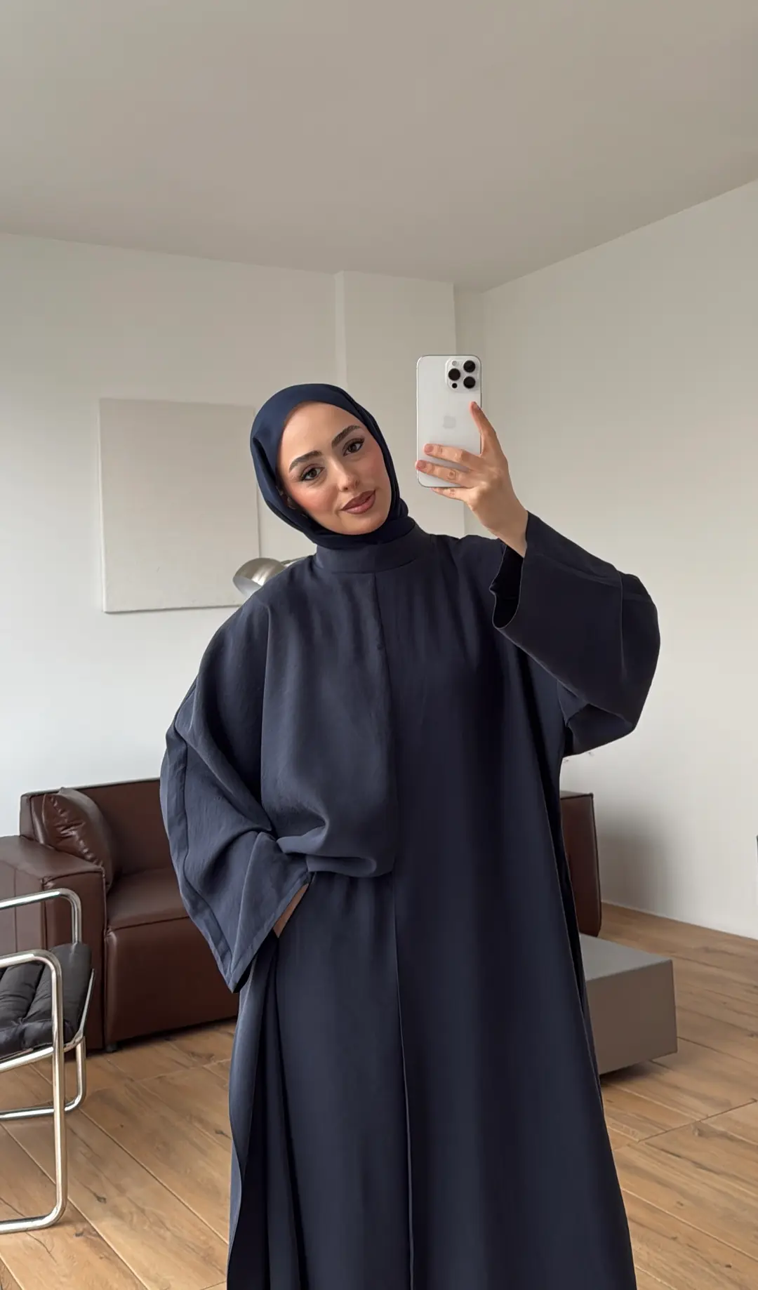 Sofia Şallı Yırtmaç Detay Takım Lacivert