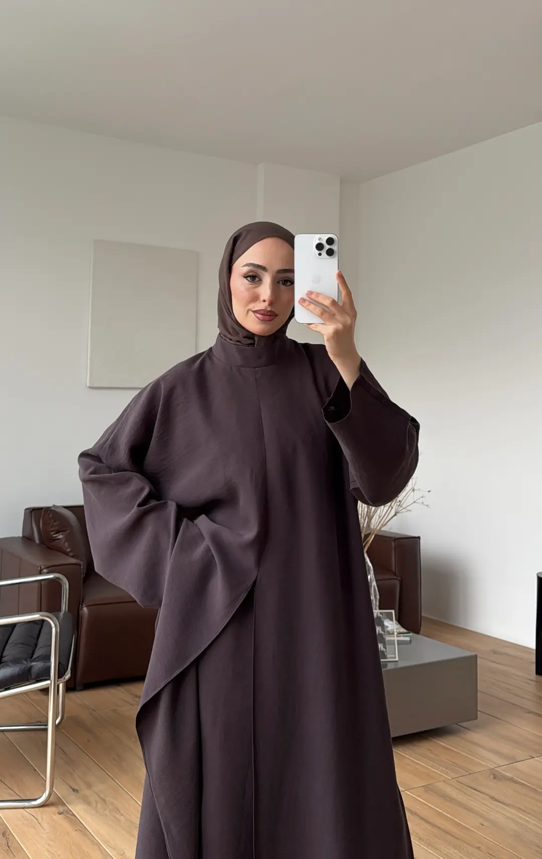 Sofia Şallı Yırtmaç Detay Takım Kahve