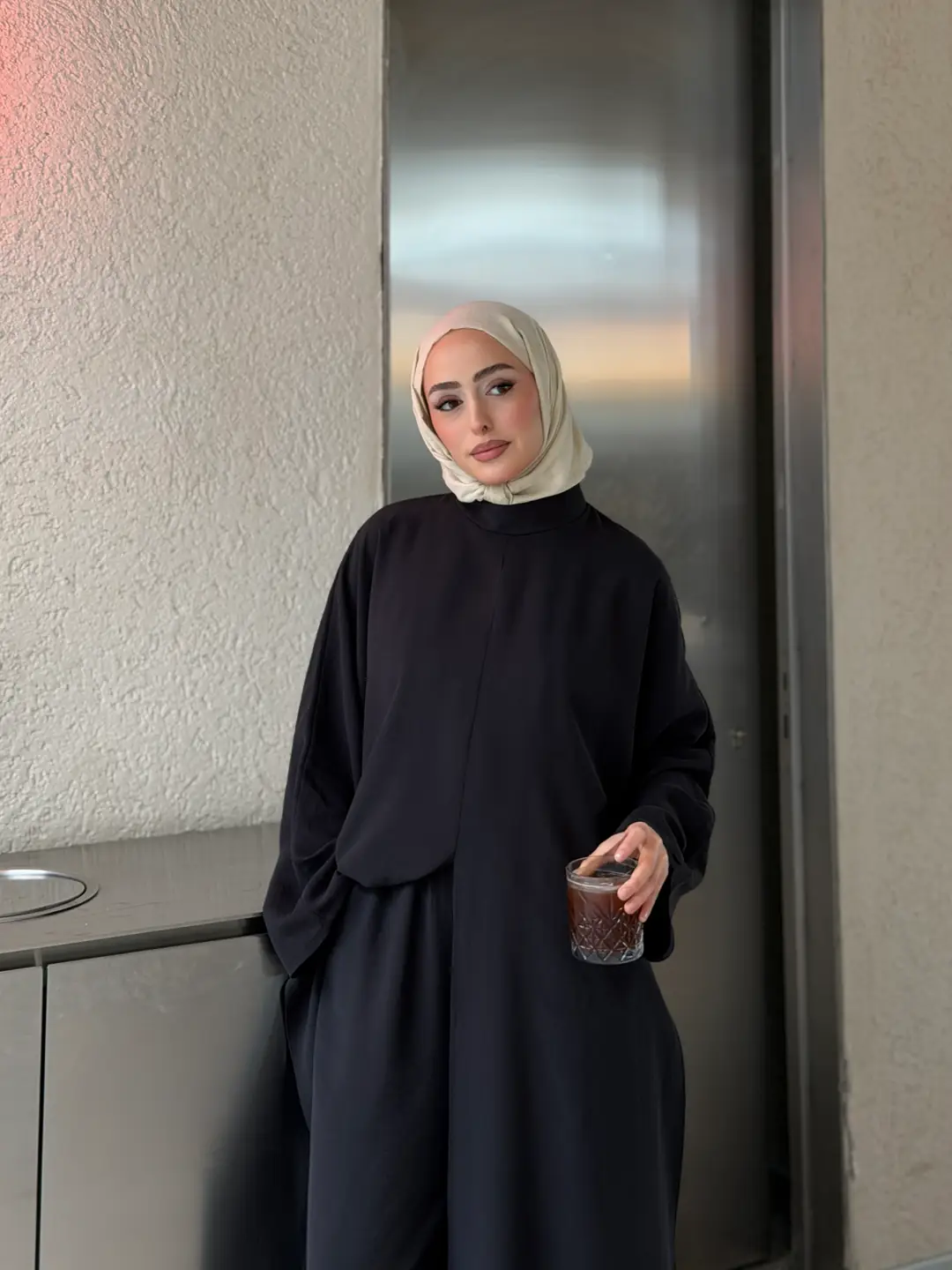 Sofia Şallı Yırtmaç Detay Takım Siyah