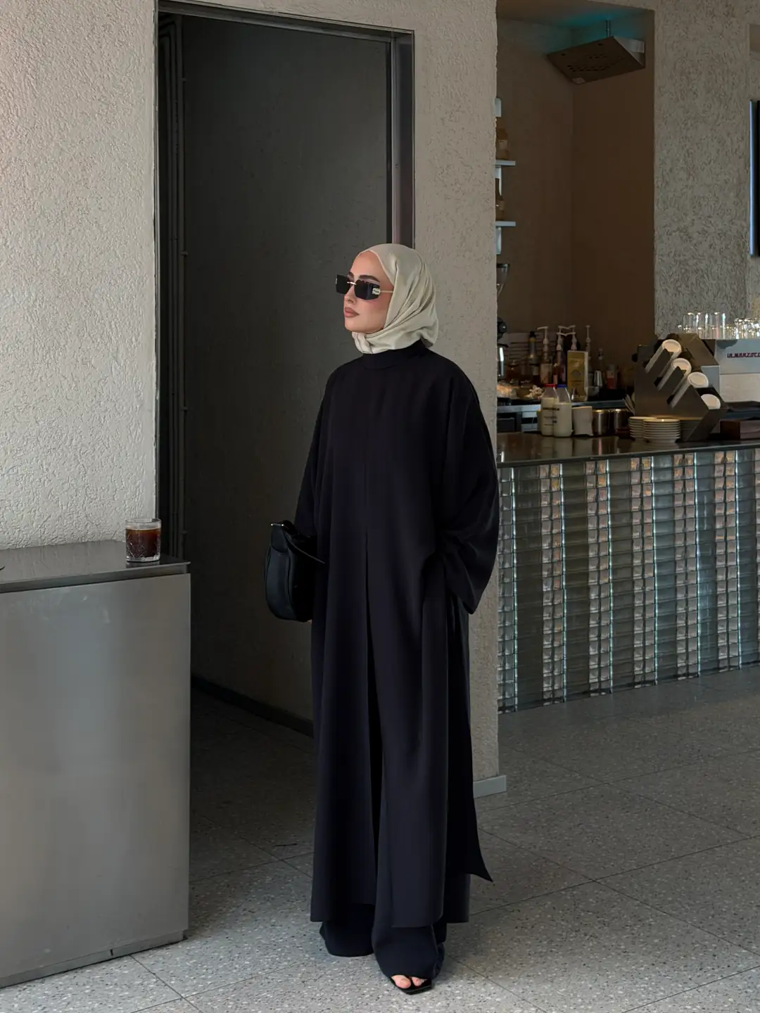 Sofia Şallı Yırtmaç Detay Takım Siyah