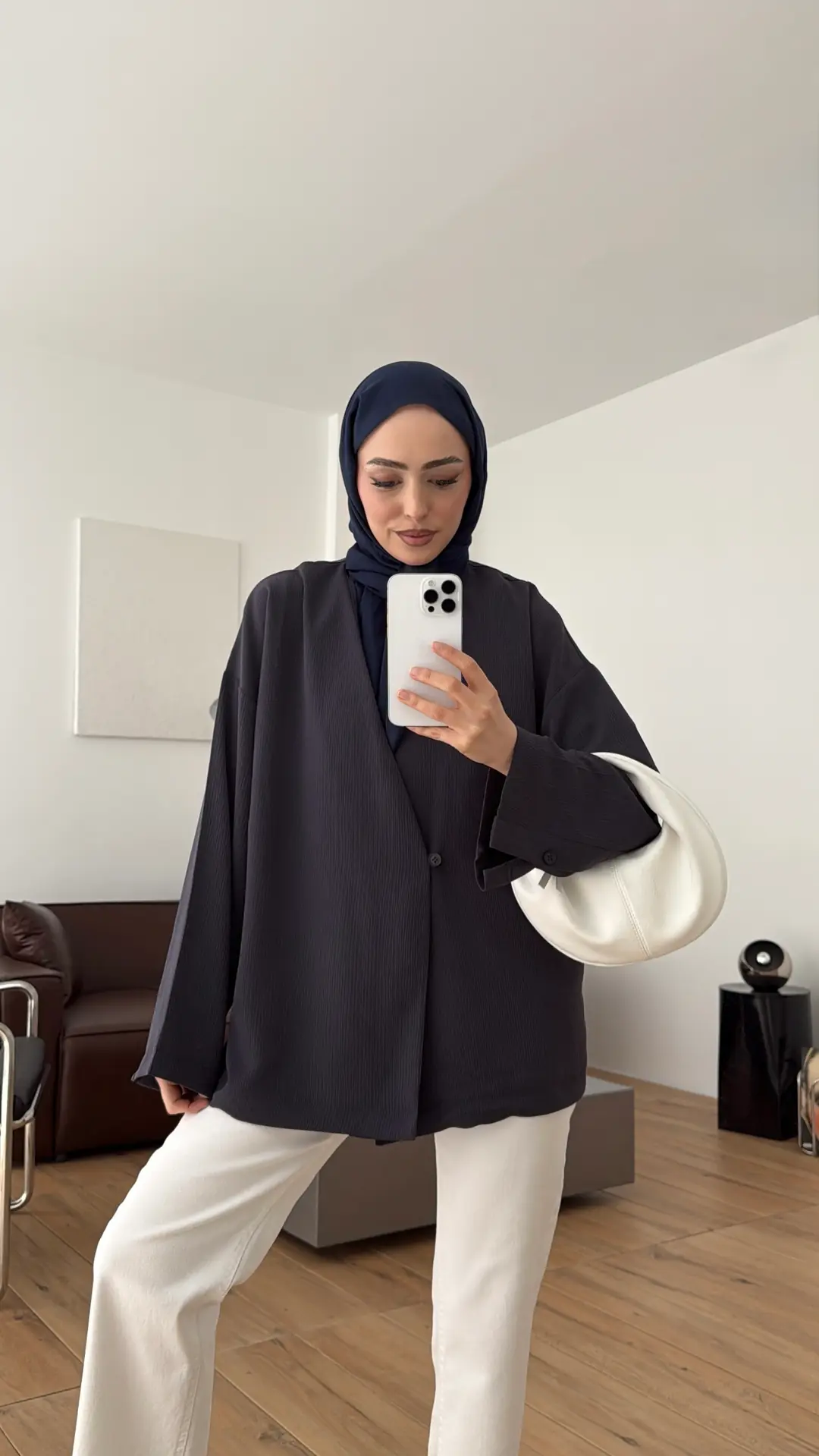 Yandan Düğmeli Kimono Antrasit