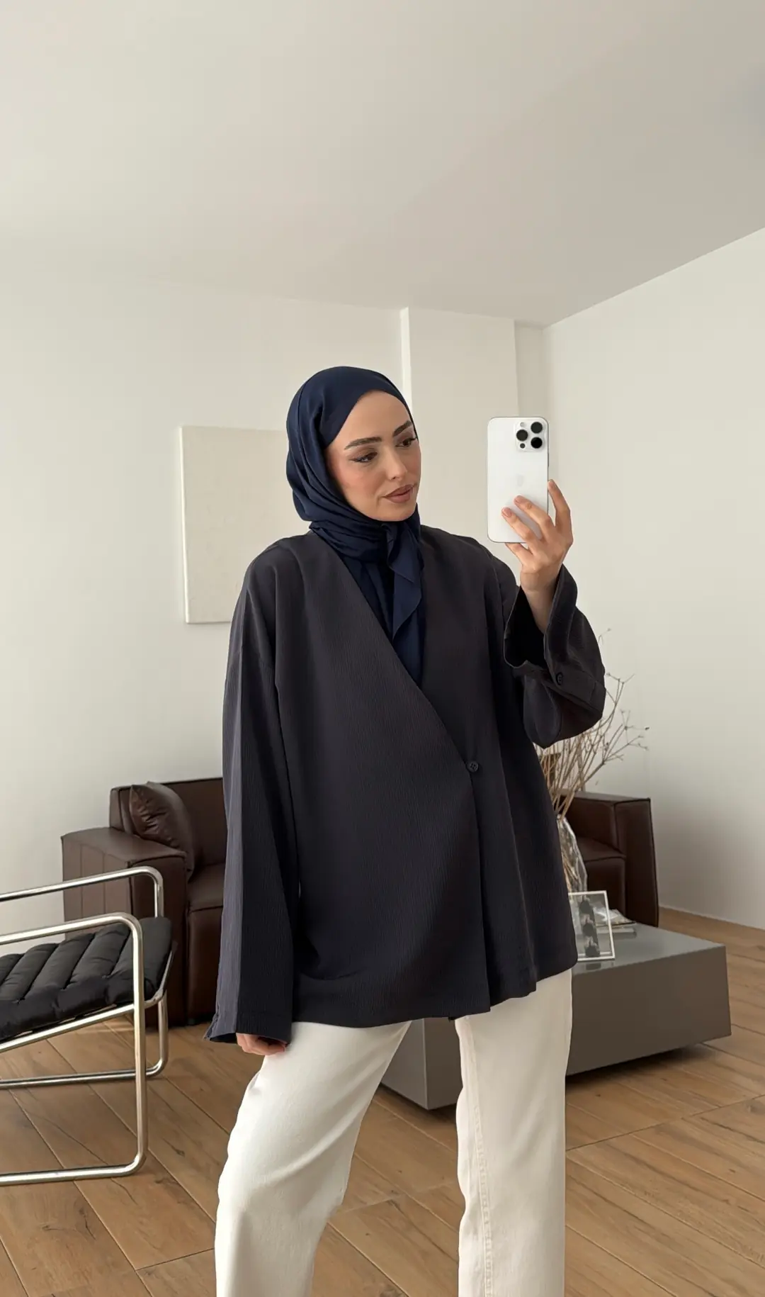 Yandan Düğmeli Kimono Antrasit