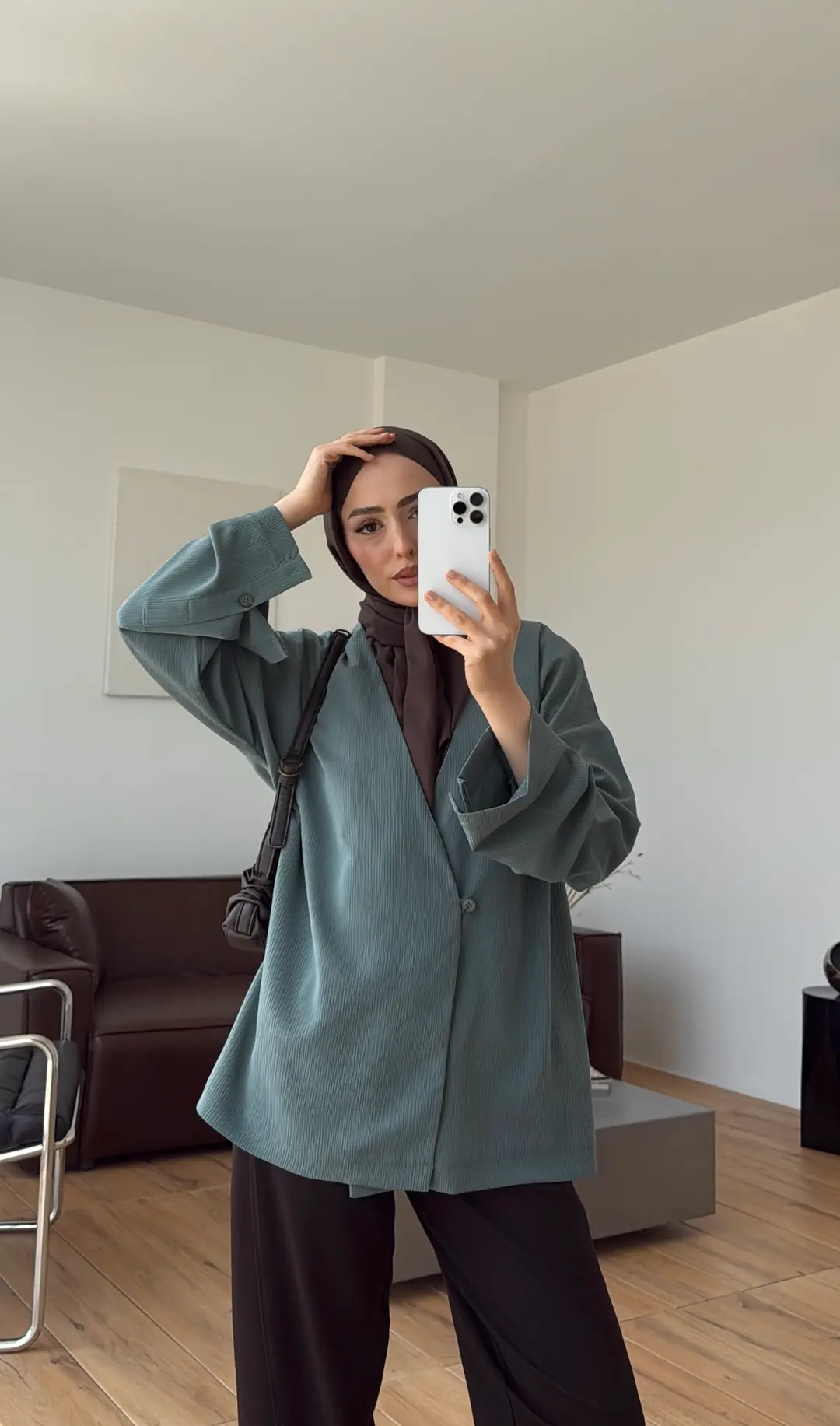 Yandan Düğmeli Kimono Çağla