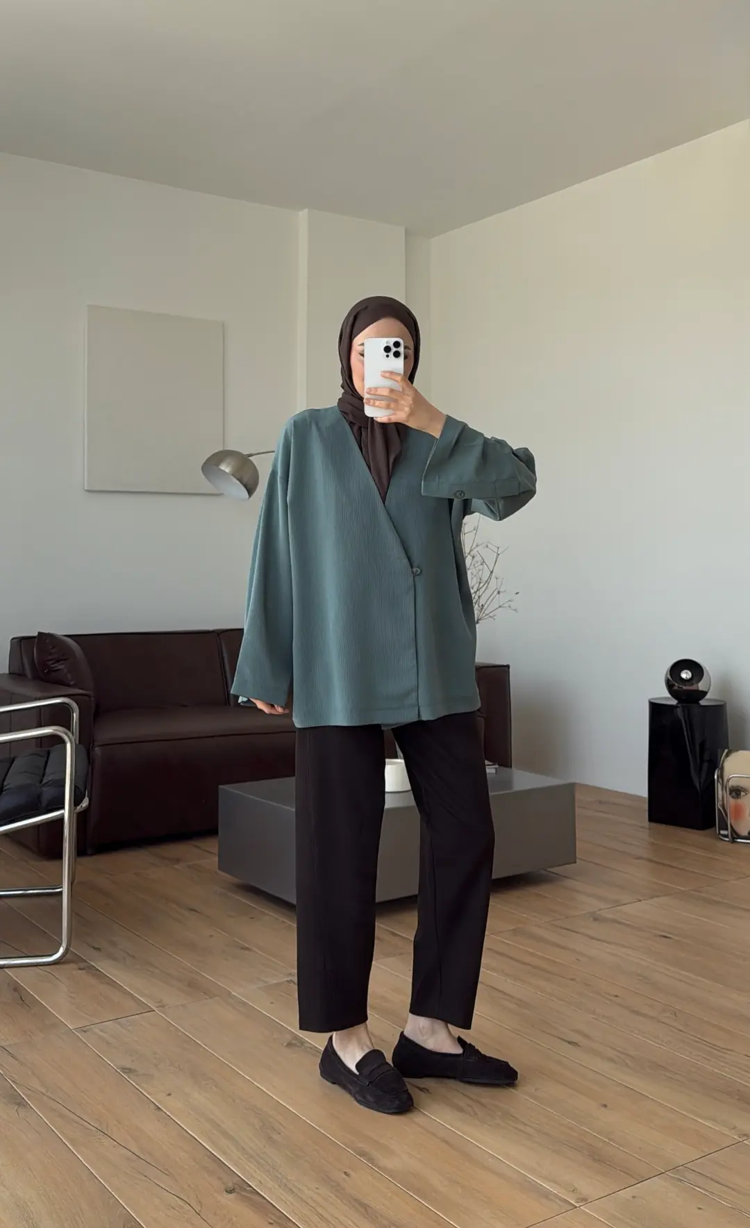 Yandan Düğmeli Kimono Çağla