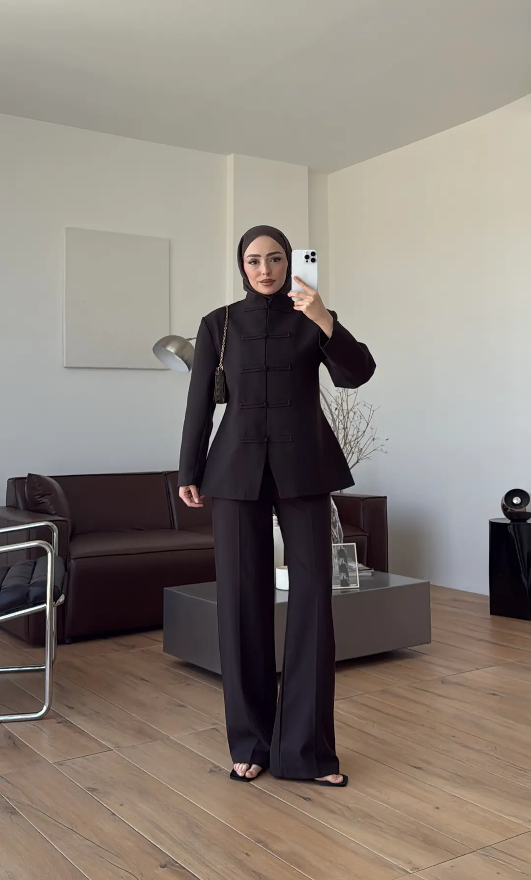 Birit Detay Ceket Takım Kahve