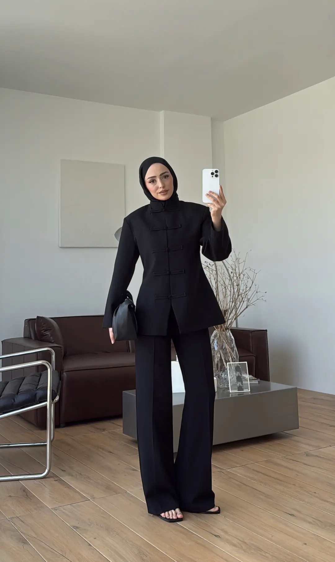 Birit Detay Ceket Takım Siyah