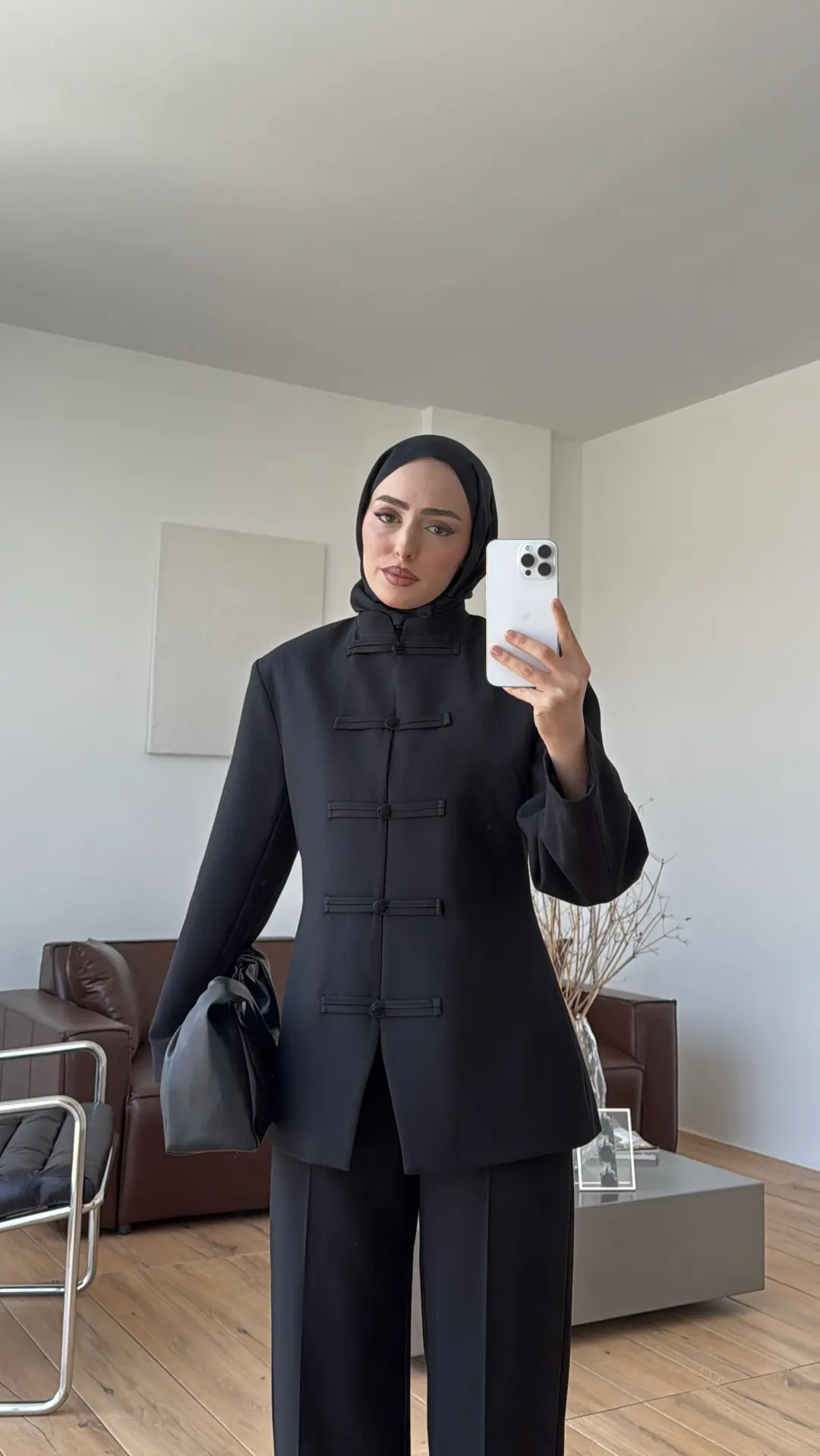 Birit Detay Ceket Takım Siyah