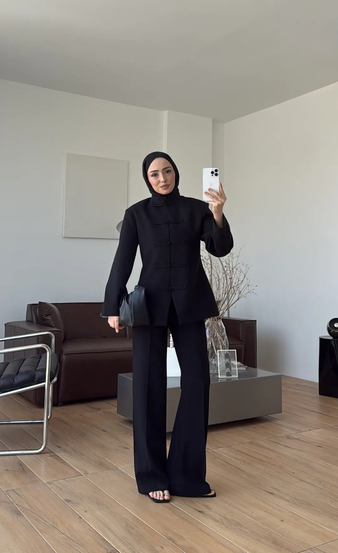 Birit Detay Ceket Takım Siyah