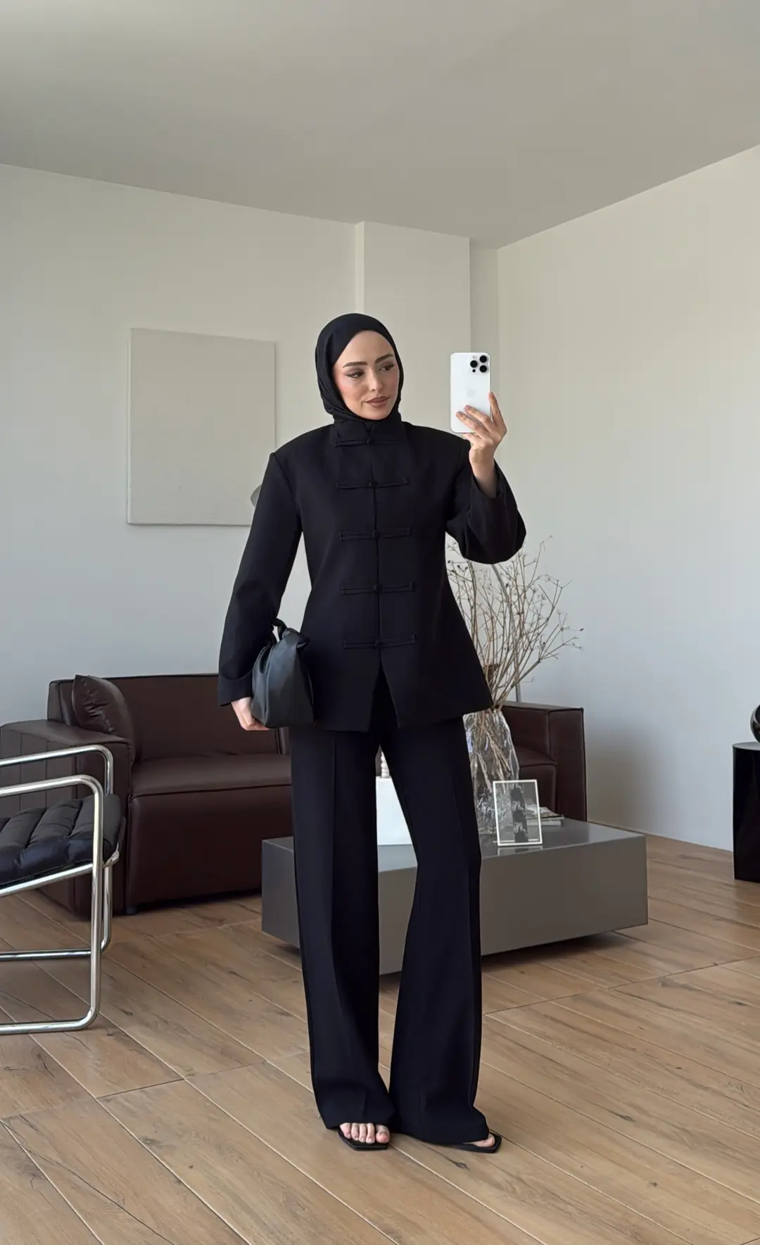 Birit Detay Ceket Takım Siyah
