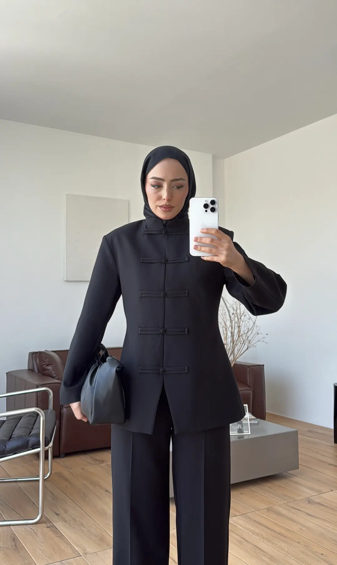 Birit Detay Ceket Takım Siyah