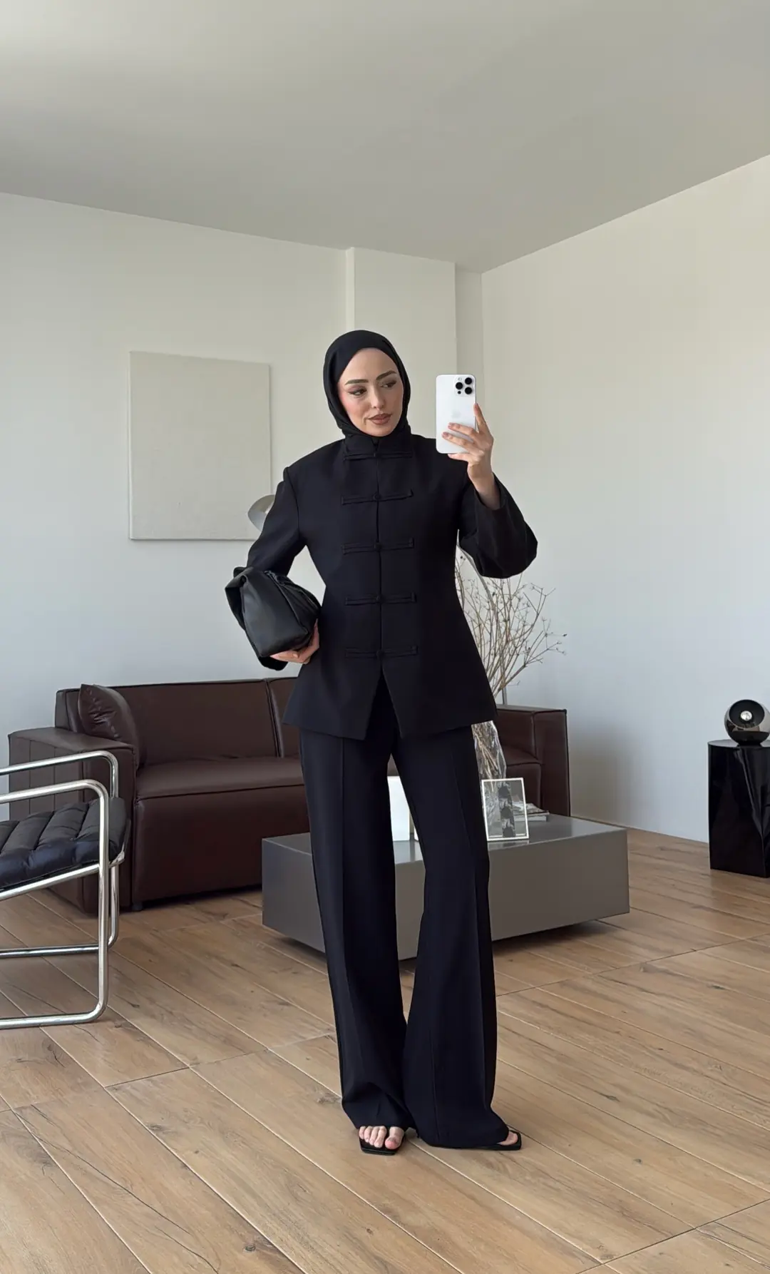 Birit Detay Ceket Takım Siyah