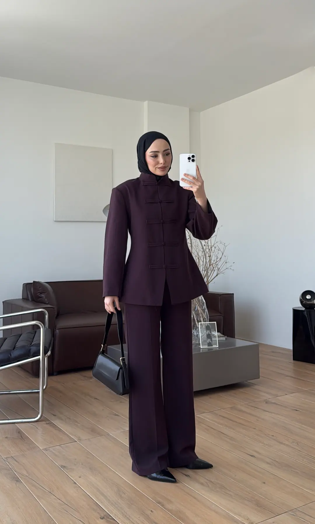 Birit Detay Ceket Takım Mürdüm