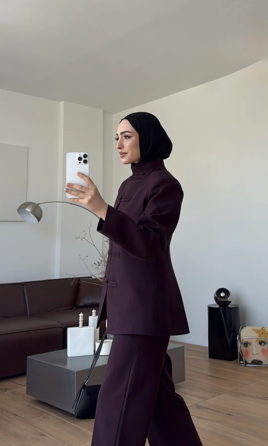 Birit Detay Ceket Takım Mürdüm