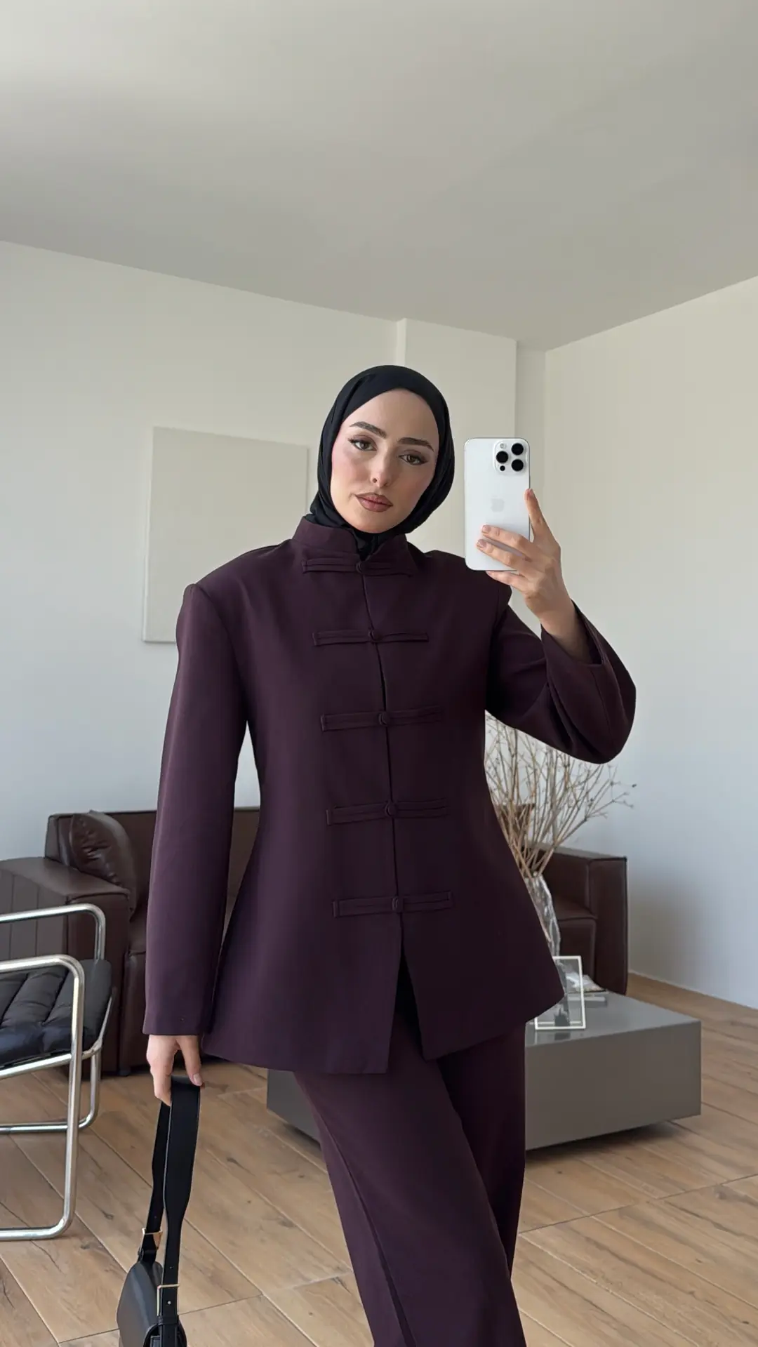 Birit Detay Ceket Takım Mürdüm