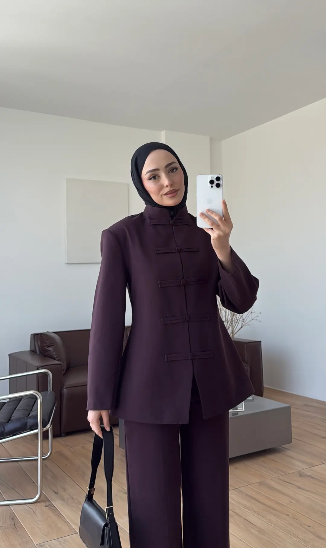 Birit Detay Ceket Takım Mürdüm