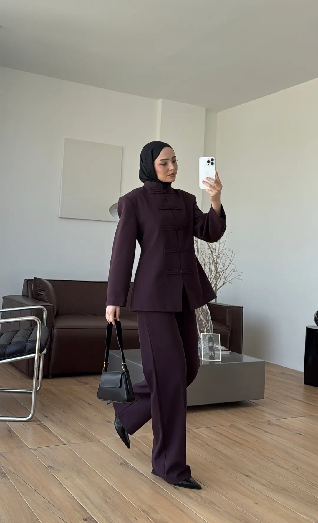 Birit Detay Ceket Takım Mürdüm