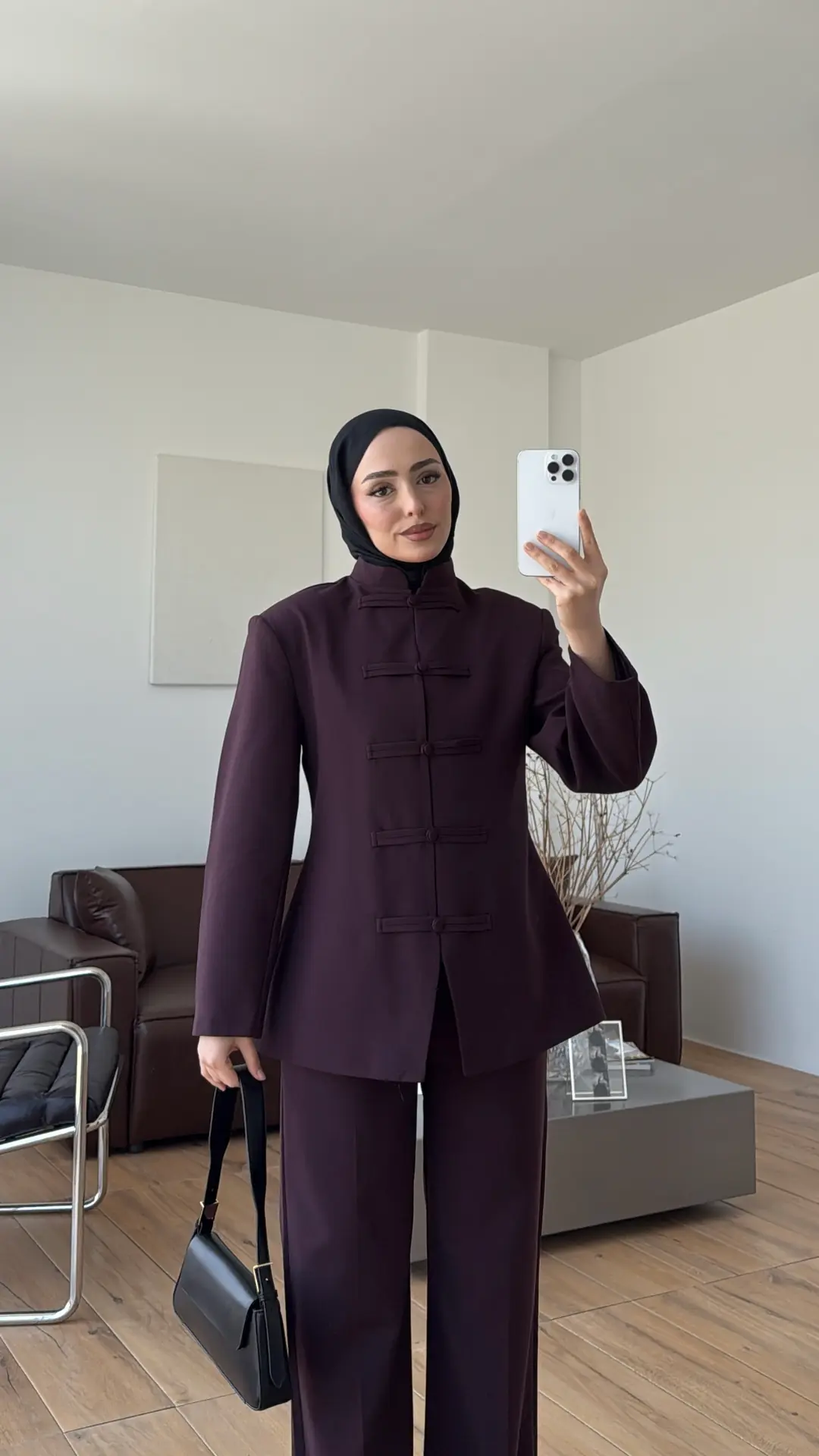 Birit Detay Ceket Takım Mürdüm