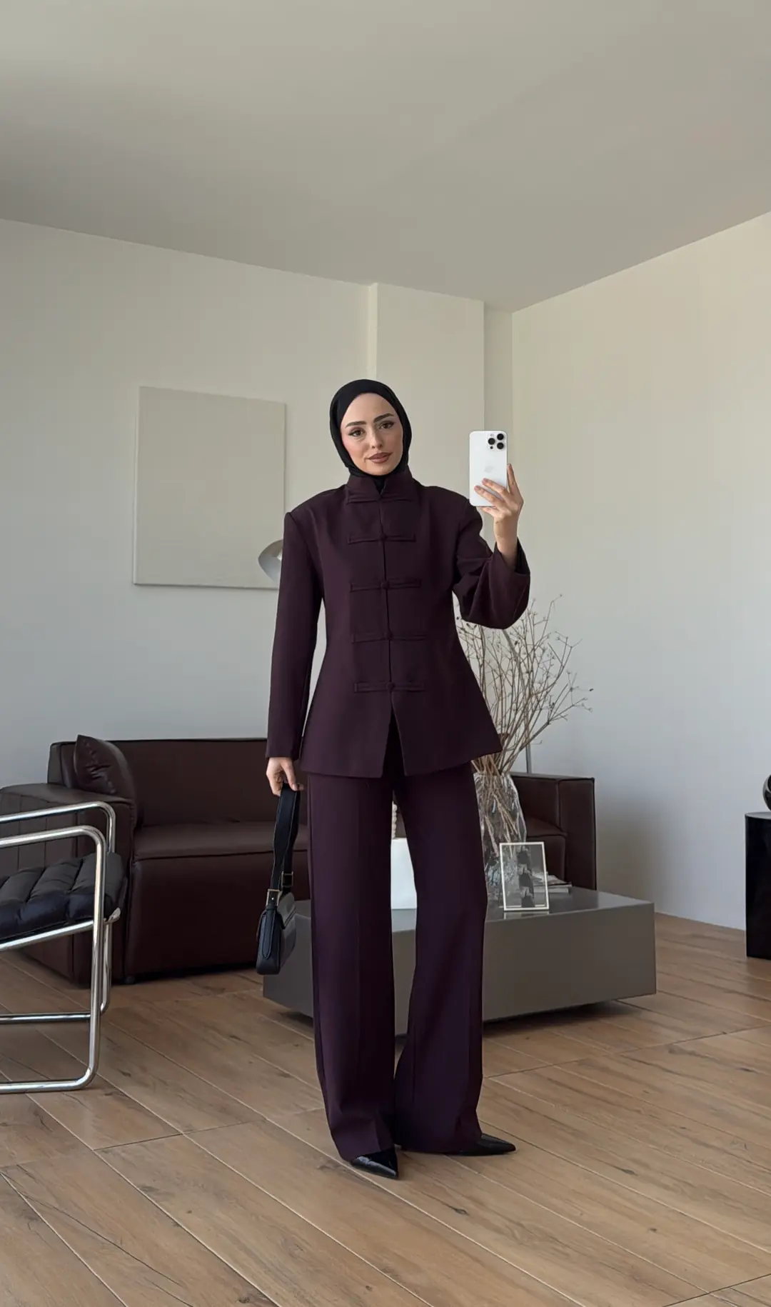 Birit Detay Ceket Takım Mürdüm