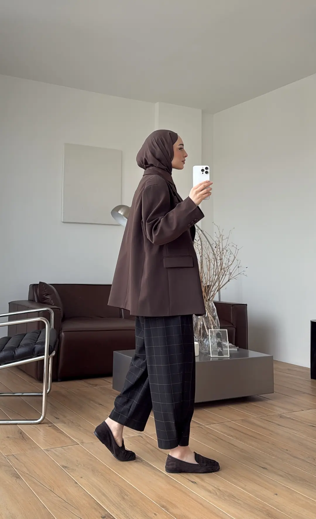 Oversize Çift Düğmeli Ceket Kahve